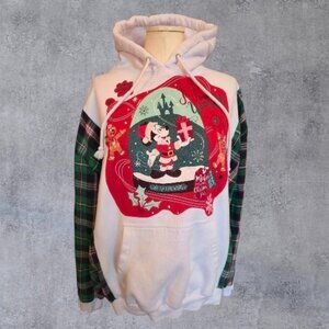 Upcycled Christmas Mickey Mouse hoodie size L